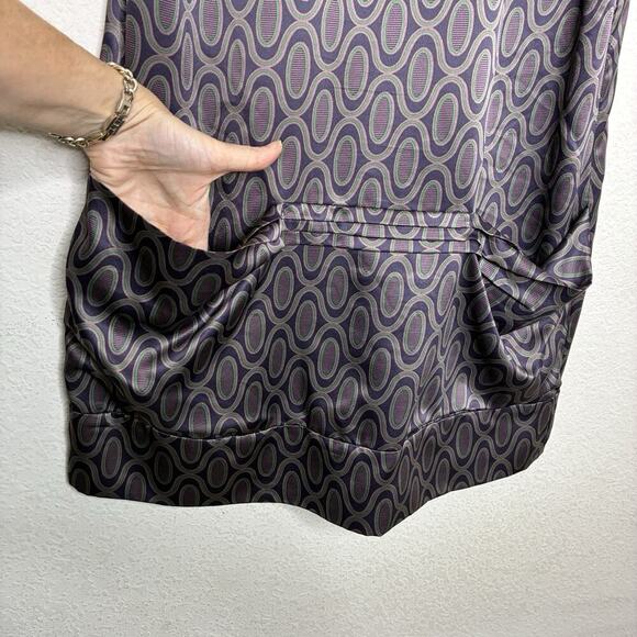 To the Max Cowl Neck Sleeveless V-Back Purple Pocketed Shift Dress S - Picture 3 of 8